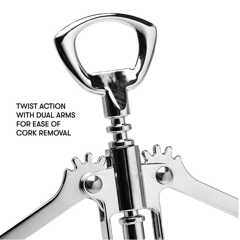 Cooking Light Premium Stainless Steel Wine, Professional and Portable Bottle Opener, All-in-One Winged Corkscrew, Black, Model:Wing Wine Opener - Image 3